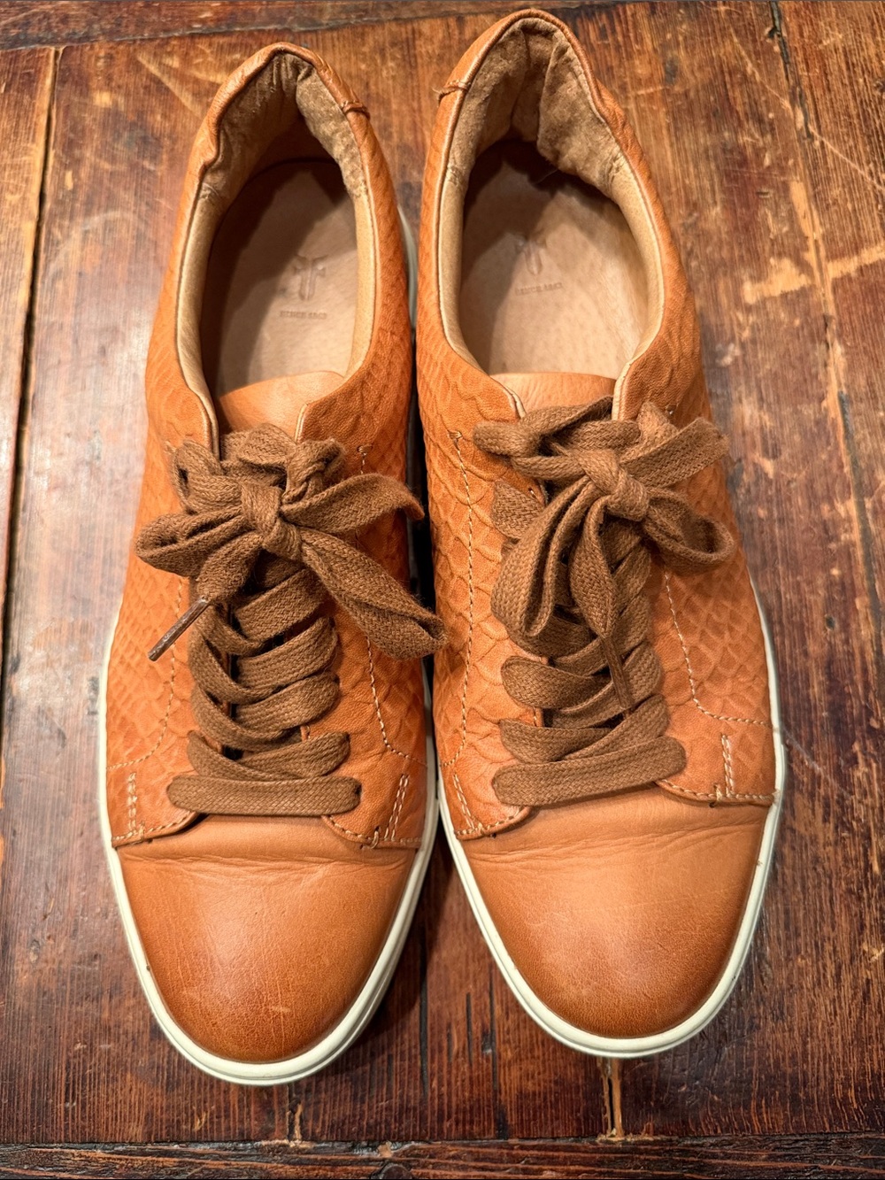 Frye Men's Casual Leather Sneakers in Cognac Brown-Size 9